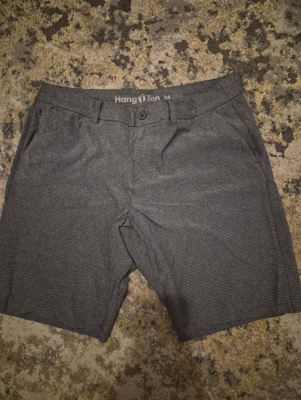 Hang Ten Men's Charcoal Micro-Stripe Flat Front Shorts